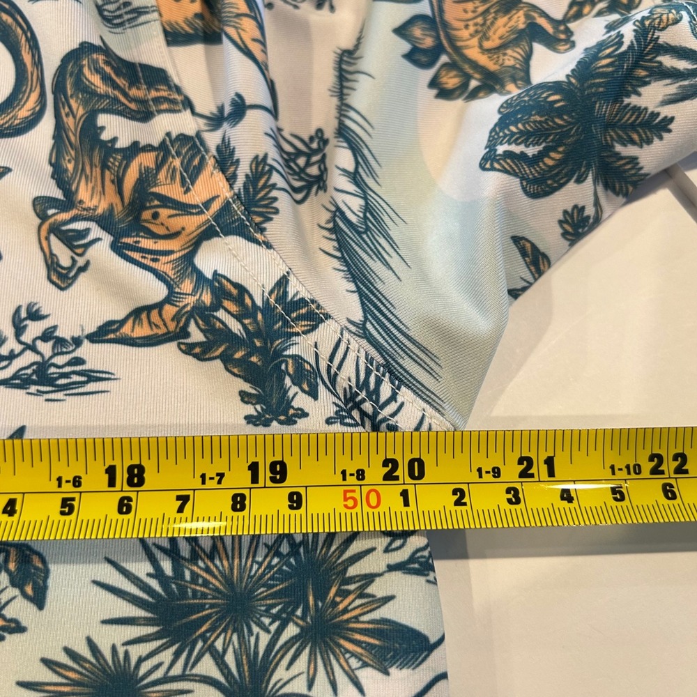 Waggle Golf Men Medium Dinosaur Performance Polo Shirt Tan Prehistoric Print M - Picture 5 of 6